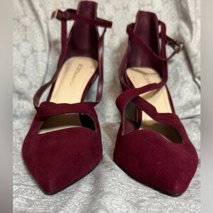 BCBGeneration Burgundy Pointed-Toe Strappy Flats - Women Shoes